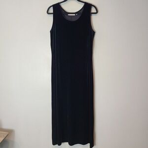 Vintage 90s Y2K Dressbarn Velvet Whimsigoth Witchy Maxi Dress Sz 12 Black Fairy
